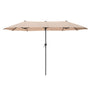 PHI VILLA Sonnenschirm rechteckig 200x380 cm mit Kurbel, beige – doppelseitiges Schirmdach aus Polyester mit Stahlmast