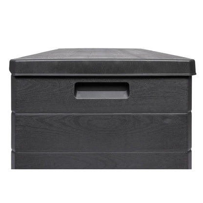Kreher Kissenbox 340 Liter Holz-Optik Anthrazit mit Sitzfunktion