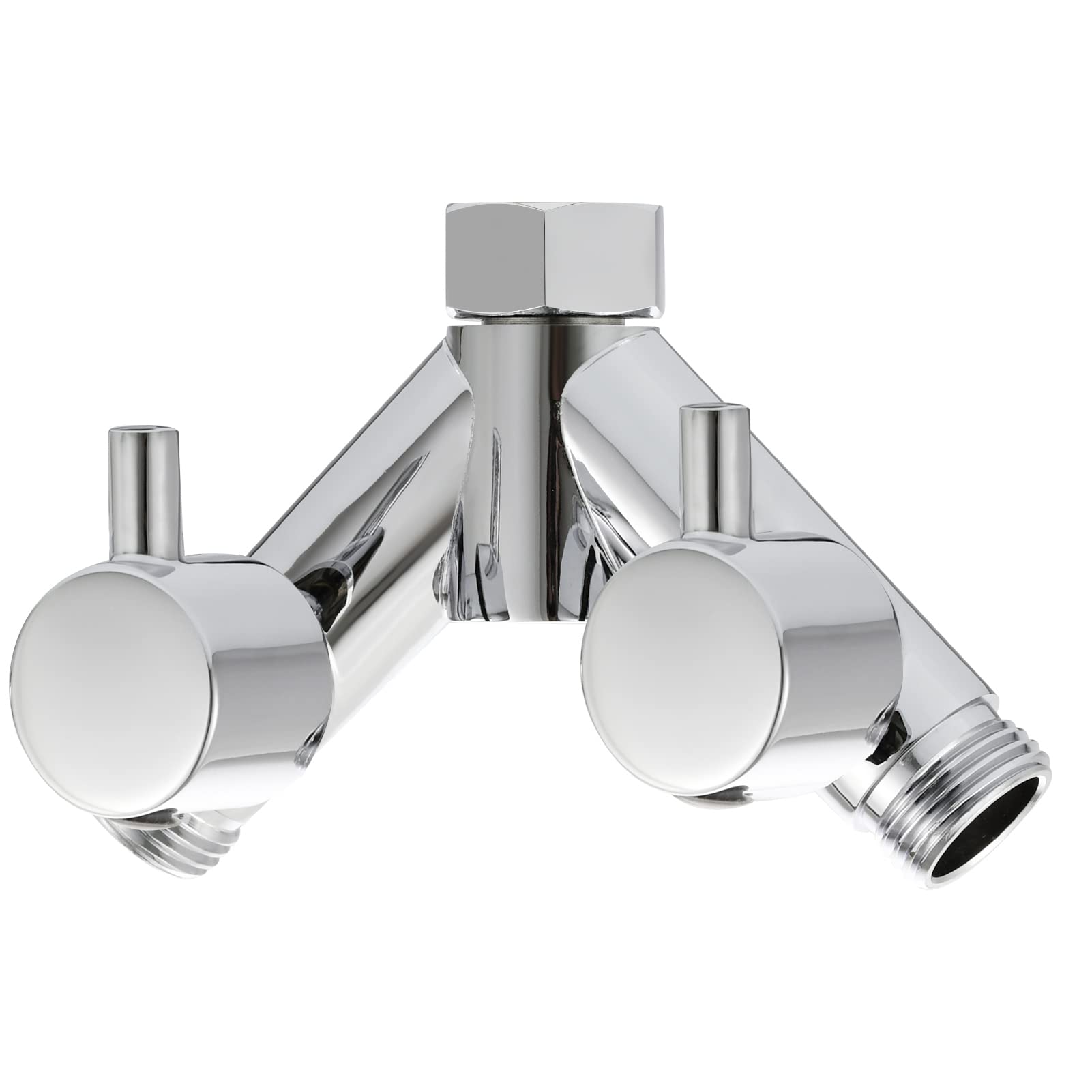 Tecmolog Umstellventil Dusche Messing 2-Wege Y-Verteiler 1/2 Zoll mit Chrom-Finish und zwei Absperrhebeln