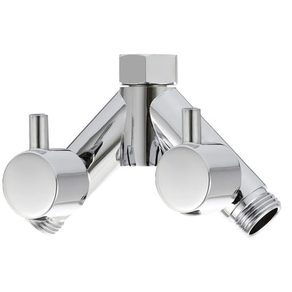 Tecmolog Umstellventil Dusche Messing 2-Wege Y-Verteiler 1/2 Zoll mit Chrom-Finish und zwei Absperrhebeln