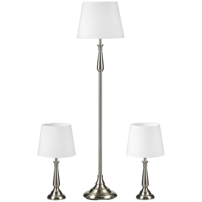 HOMCOM 3er-Lampenset Steh-/Tischleuchten - Vintage Creme. Dient zur Grundbeleuchtung von Wohnräumen.
