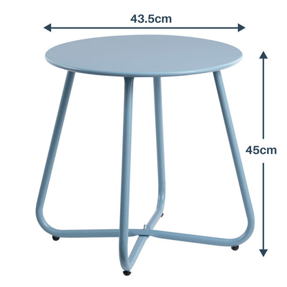 HollyHOME Beistelltisch Outdoor rund Metall wetterfest Grau Blau