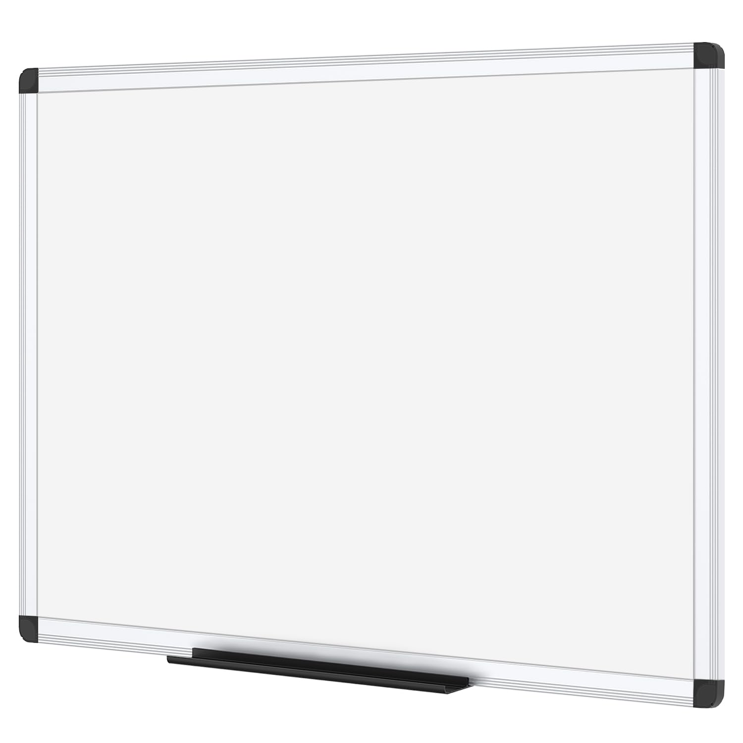 VIZ-PRO Magnetisches Whiteboard 120 x 90 cm, trocken abwischbar, silberner Aluminiumrahmen und schwarze Markerablage