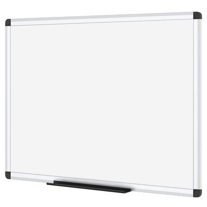 VIZ-PRO Magnetisches Whiteboard 120 x 90 cm, trocken abwischbar, silberner Aluminiumrahmen und schwarze Markerablage