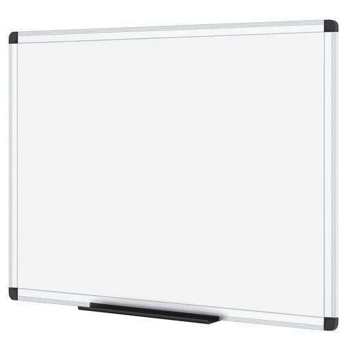 VIZ-PRO Magnetisches Whiteboard 120 x 90 cm, trocken abwischbar, silberner Aluminiumrahmen und schwarze Markerablage