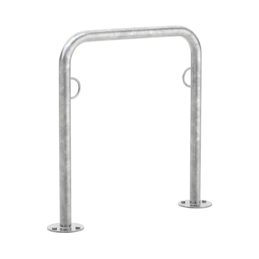 WSM TRUST11 Fahrrad-Anlehnparker aus verzinktem Stahlrohr. Silbernes Stahlrohrgestell zum stabilen Anlehnen und Parken von Fahrrädern.