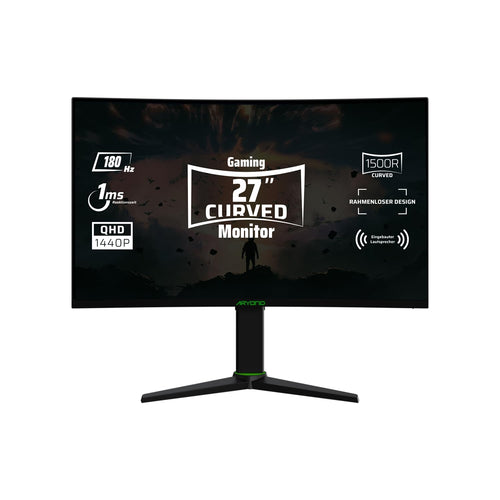 Aryond A27 V2 Gaming Monitor, 27 Zoll Curved QHD 180Hz. Optimiert für flüssiges, hochauflösendes Gaming.