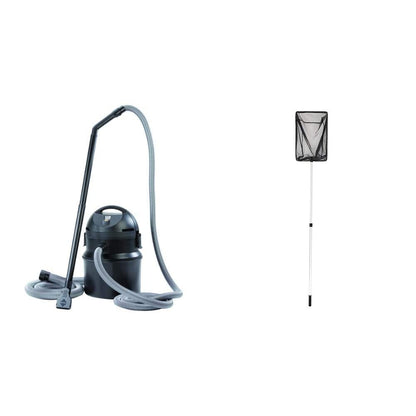 Pontec PondoMatic Teichreinigungs Set – Oase Kescher gross. Graues Set mit Teichsauger und Kescher, reinigt Teiche von Schlamm und Laub.