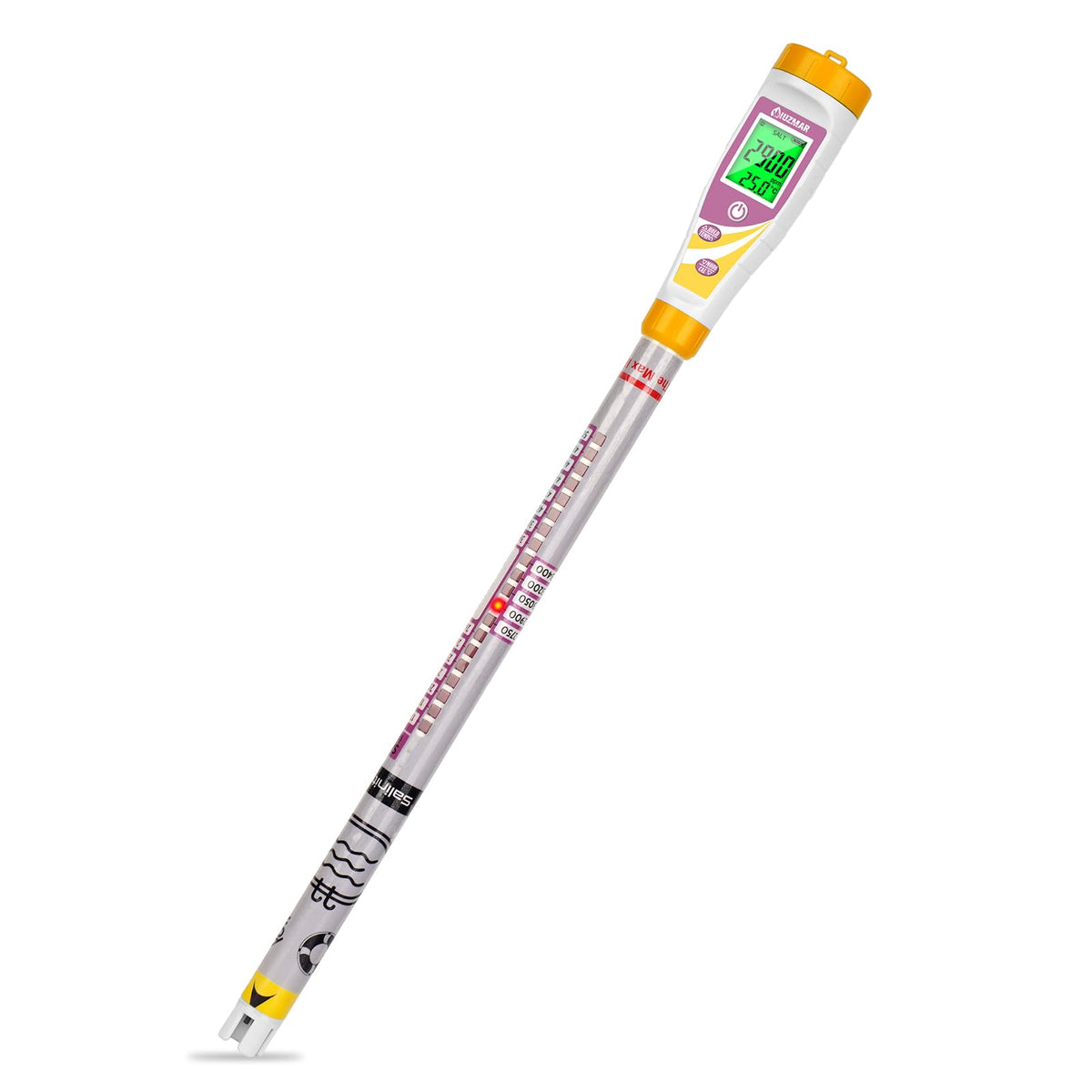 UIUZMAR Digitaler Poolsalztester, Salzmessgerät 0–5100 ppm, UI-E03S mit LED-Anzeige und langer Sonde