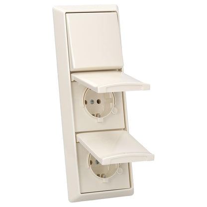 Busch-Jaeger Allwetter 44 Set – Steckdosen & Schalter IP44 Weiss UP. Weisses Unterputz-Set zur geschützten Stromversorgung und Schaltung in feuchten Umgebungen.