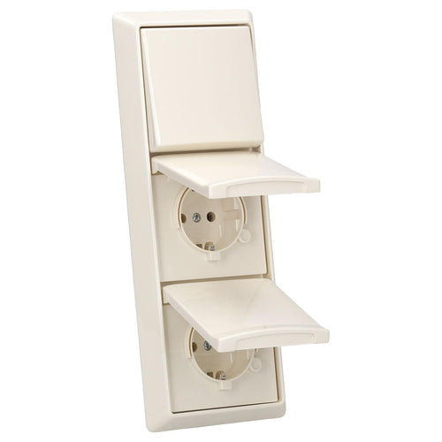 Busch-Jaeger Allwetter 44 Set – Steckdosen & Schalter IP44 Weiss UP. Weisses Unterputz-Set zur geschützten Stromversorgung und Schaltung in feuchten Umgebungen.