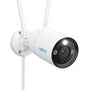 Reolink RLC-810WA 4K Wi-Fi 6 Überwachungskamera - Outdoor: Weiße, zylindrische Kamera mit Antennen zur 4K-Videoüberwachung von Außenbereichen via Wi-Fi 6.