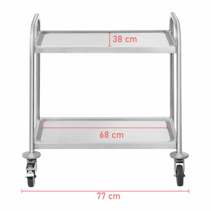 Royal Catering RCSW 2.1H Servierwagen Edelstahl 2 Borde