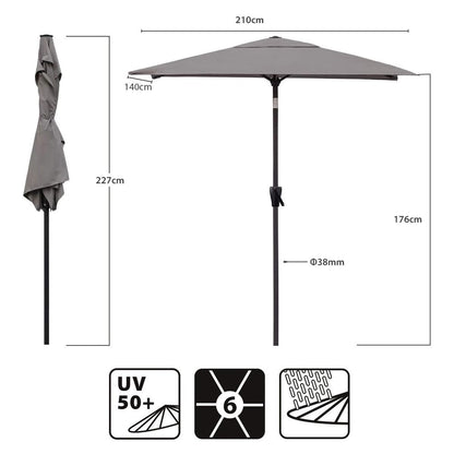 Sekey Sonnenschirm rechteckig 210 × 140 cm mit Kurbel, Cappuccino