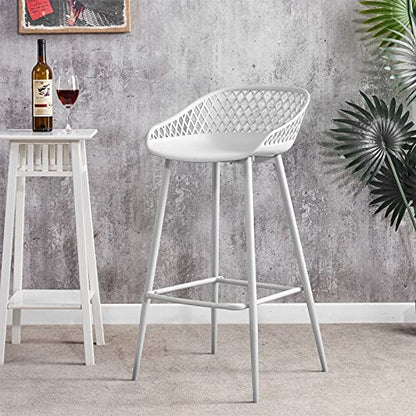 IREK Barhocker Kunststoff Retro-Design - Weiss, 2er-Pack