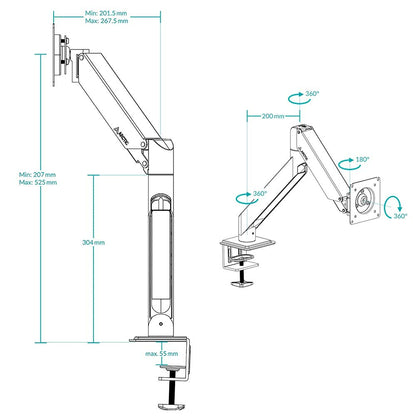 ARCTIC X1-3D Monitorarm Gaslift für einen Monitor - Schwarz
