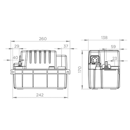 SFA Sanicondens Eco V02 Kondensatpumpe für Heizung, Klima – 2 Zuläufe