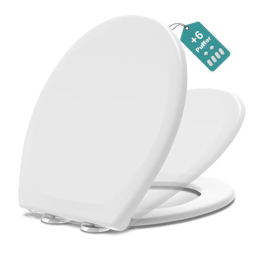 Meejee WC-Sitz mit Absenkautomatik, oval, weiss, Urea-Duroplast
