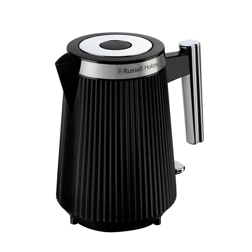 Russell Hobbs Brontë Wasserkocher Black 1,7 l, 2400 W (26750-70) in Matt-Schwarz mit Chromakzenten