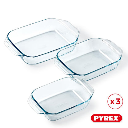Pyrex 8023510 Auflaufformen-Set, 3-teilig, Borosilikatglas