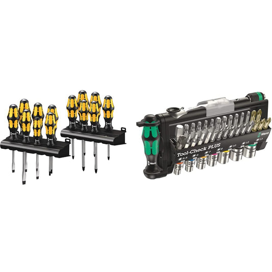 Wera Kraftform Schraubendreher & Tool-Check PLUS Set. Grünes/schwarzes Werkzeugset in kompakter Box zum Lösen/Befestigen von Schrauben.