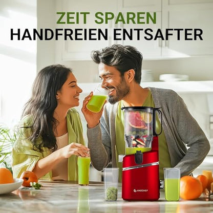 AMZCHEF Automatischer All-In-One Slow Juicer 250W 145mm – Tiefrot