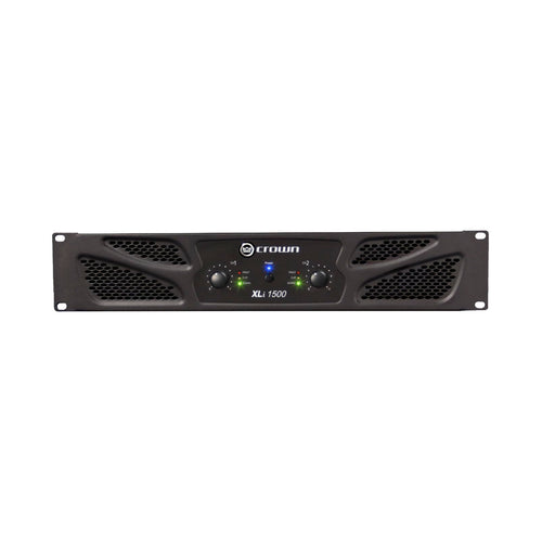CROWN XLI1500 Professioneller Leistungsverstärker - Schwarz. Schwarzes, rechteckiges Rack-Gerät. Verstärkt Audiosignale für PA-Systeme und Beschallung.