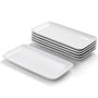 WishDeco Servierteller 6er Set, Porzellan weiss, rechteckig 23x12 cm zum Servieren von Antipasti und Dessert
