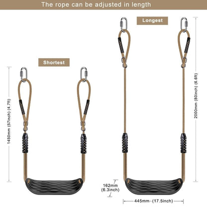 SELEWARE Kunststoff-Schaukelsitz Baumschaukel-Set – Schwarz 2er-Pack