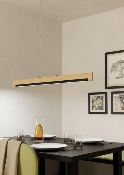EGLO Camacho LED Pendelleuchte - 1-flammig Schwarz/Natur