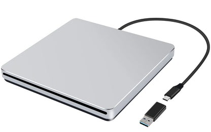 NOLYTH Externes CD/DVD Laufwerk USB-C Slot-in Brenner für Mac & PC mit Aluminiumgehäuse