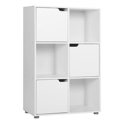 WOLTU Bücherregal mit 3 Türen und 6 Fächern, 59,6 x 91 x 29 cm