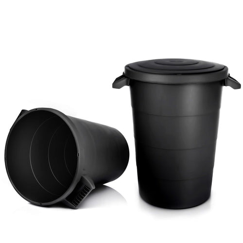 BigDean Universaltonne 80 Liter, 2er-Set, schwarz, mit Deckel – Kunststofftonne mit zwei Tragegriffen