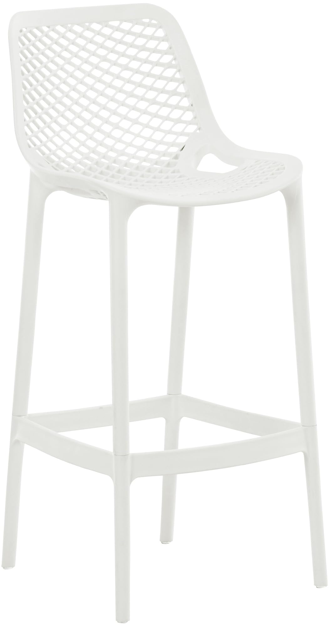CLP Barhocker Air, weißer Kunststoffhocker mit 75cm Sitzhöhe. Ermöglicht komfortables Sitzen an Theken oder Bartischen.