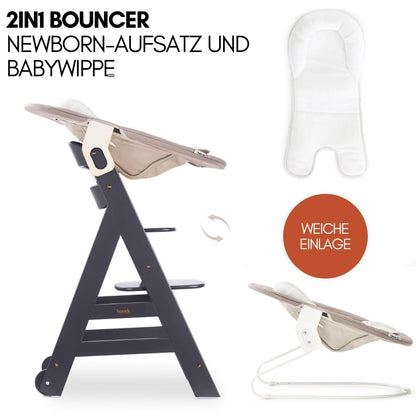 hauck Beta+ Newborn Set Babyhochstuhl ab Geburt - Dark Grey