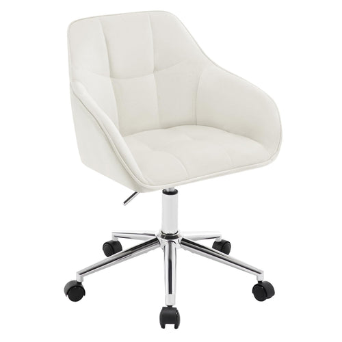WOLTU Homeoffice Drehstuhl BS145cm - Samt Cremeweiss. Bürostuhl mit drehbarem Sitz, Rückenlehne und Rollen für ergonomisches Arbeiten.