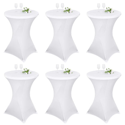 Pesonlook Stehtisch-Husse 6er-Set, Stretch, Weiss, Ø 80–85 cm, elastischer Tischbezug für runde Bistrotische