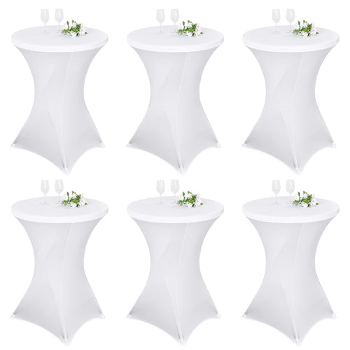 Pesonlook Stehtisch-Husse 6er-Set, Stretch, Weiss, Ø 80–85 cm, elastischer Tischbezug für runde Bistrotische