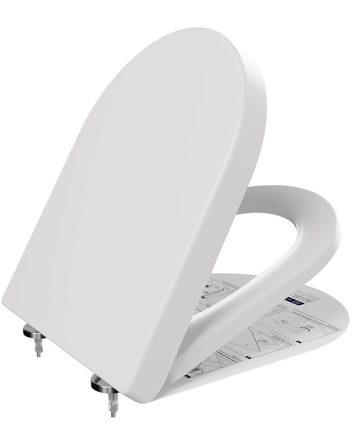 ANYCEE WC Sitz D-Form Absenkautomatik – Duroplast Weiss. D-förmiger, weisser WC-Sitz für komfortable WC-Nutzung.