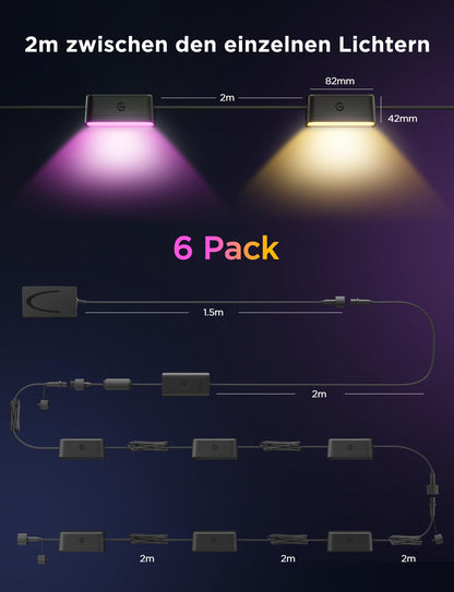 Govee Outdoor Zaunleuchte RGBWIC IP65 Matter - 6er Set