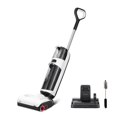 roborock Dyad Pro Nass-Trockensauger – Kabelloser Wischsauger, aufrecht, dunkelgrau. Säubert und wischt Hartböden.
