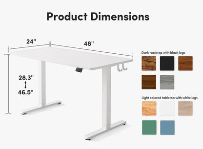 FEZIBO Elektrischer Steh-Sitz-Schreibtisch 120x60 cm Weiss