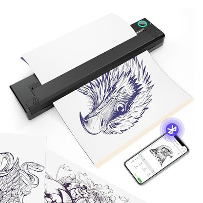 PeriPage P90 Wireless Tattoo Stencildrucker - Dark Schwarz. Kompaktes, rechteckiges Gerät druckt präzise Schablonen für Tätowierungen.