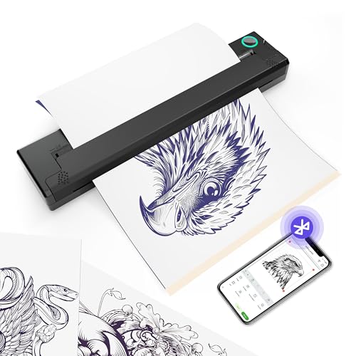 PeriPage P90 Wireless Tattoo Stencildrucker - Dark Schwarz. Kompaktes, rechteckiges Gerät druckt präzise Schablonen für Tätowierungen.