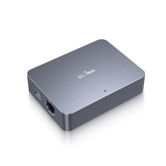 GL.iNet KVM-Fernsteuerung Internet 4K UHD – Tailscale. Schwarzes, rechteckiges Gerät. Steuert PCs/Server remote über Internet in 4K UHD mit Tailscale.