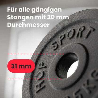 Hop-Sport Gusseisen Hantelscheiben Set 30kg - 31mm Loch