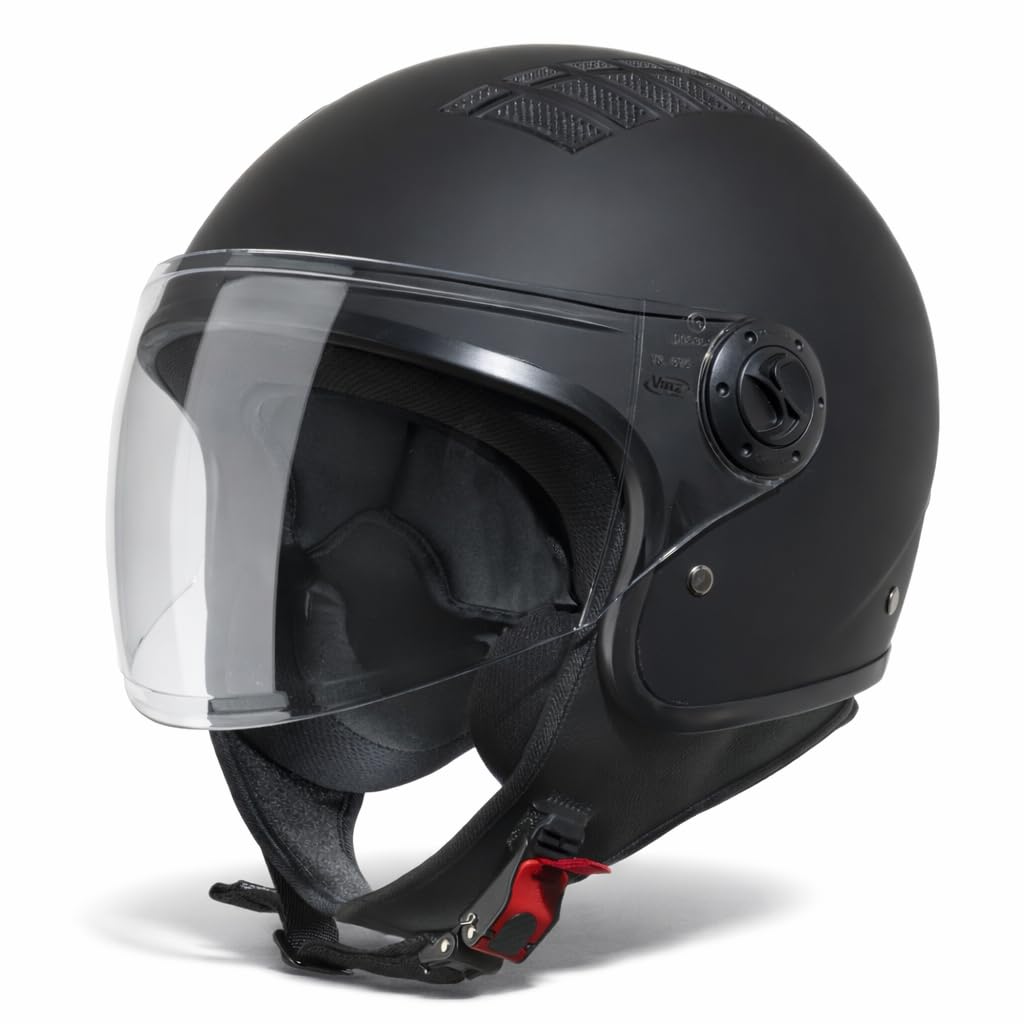 VINZ Como Jethelm mit Visier ECE 22.06, matt schwarz, XS-XL – offener Schutzhelm für Roller und Motorrad