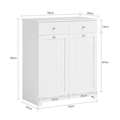 SoBuy BZR33-W Wäscheschrank mit 2 Wäschesäcken – Weiss
