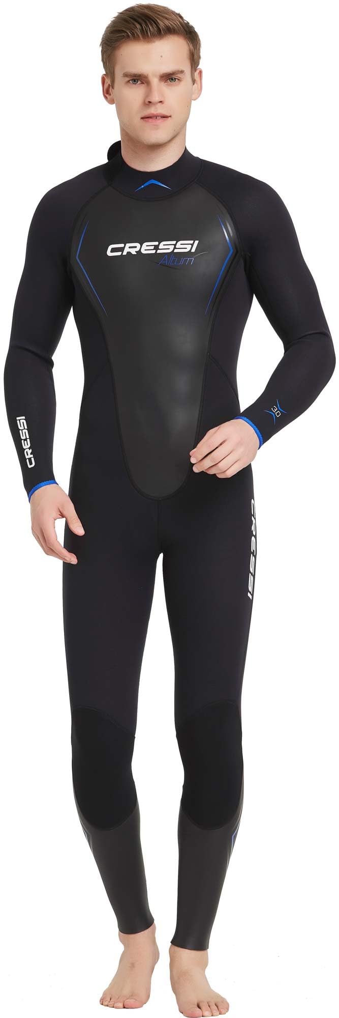 Cressi Altum Wetsuit Man 3mm, schwarzer, eng anliegender, einteiliger Neoprenanzug für Herren. Bietet Wärmeisolierung für Wassersportarten wie Tauchen.