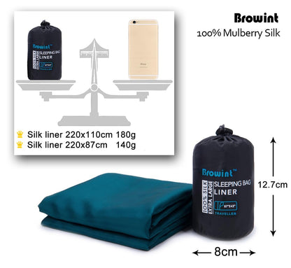 BROWINT Hüttenschlafsack Seide Inlett - Extrabreit 220x110cm